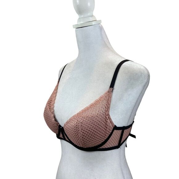 Victoria’s Secret Plunge Padded Pink and Black Push Up Bra Size 32C - Picture 11 of 14